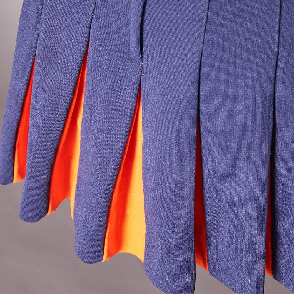 1970s Blue and Orange Cheerleader Mini Skater Skirt - Picture 3 of 8